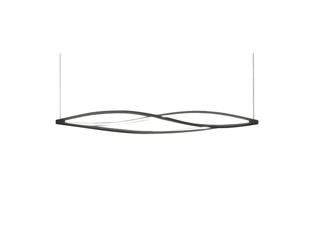 wave-shaped ceiling lamp made of black metal on a white background