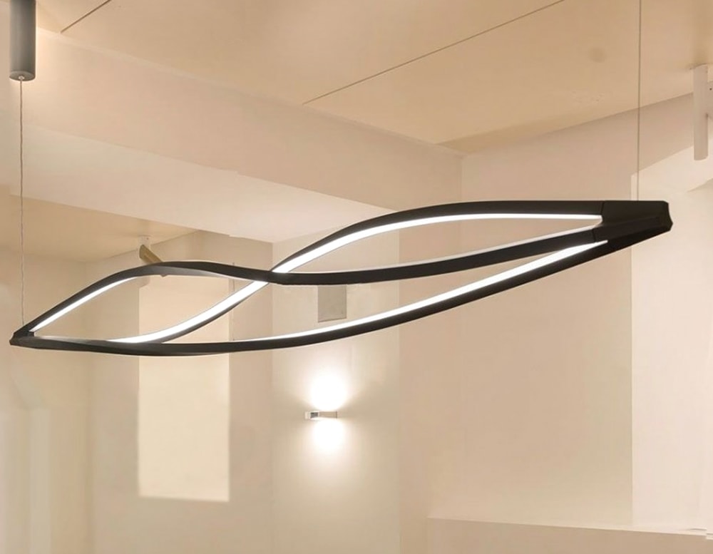 hanging lamp made of black-dyed metal