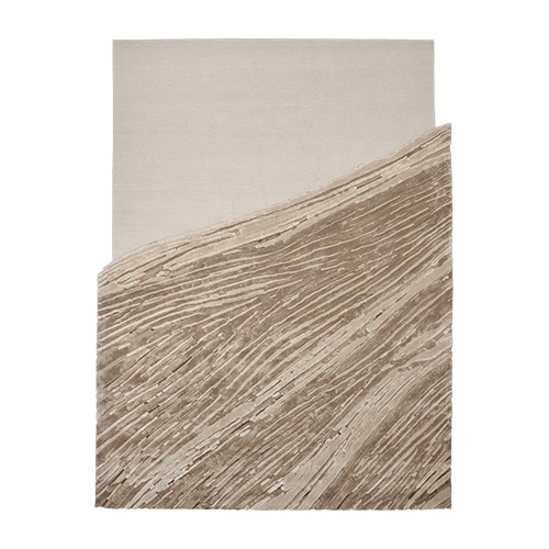 rug made with Handtufted in Loop and finished with bamboo design in beige tones