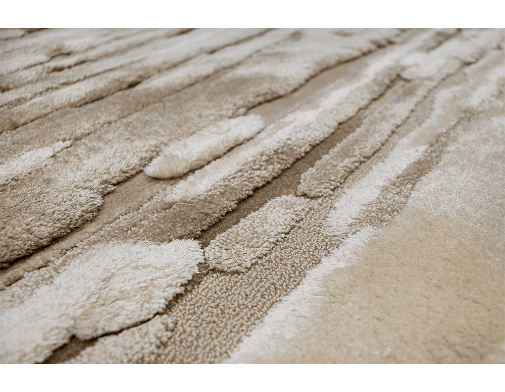 rug made of Handtufted fabric in Loop with beige bamboo finishes