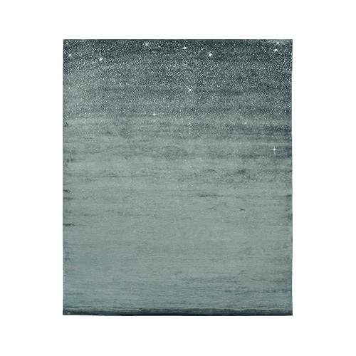 handmade carpet coin wool and fabric finished with drops simulating falling in a blue tone