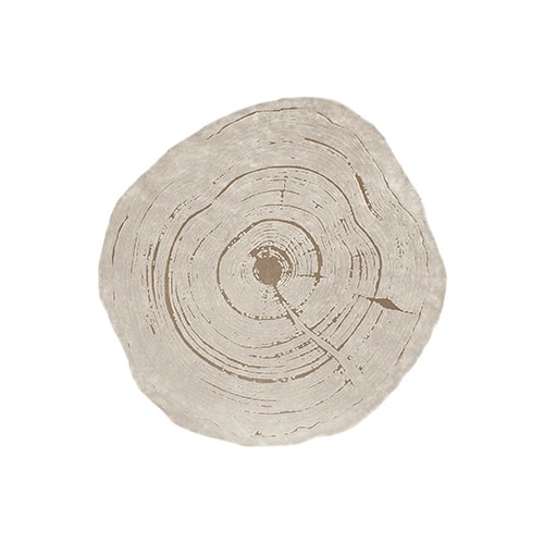 Handmade rug in jute Loop and bamboo reliefs in a light beige tone on a white background