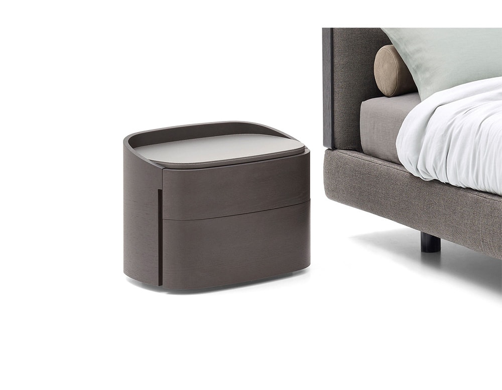 dark brown nightstand made with wood and finished in matte or glossy in a white background