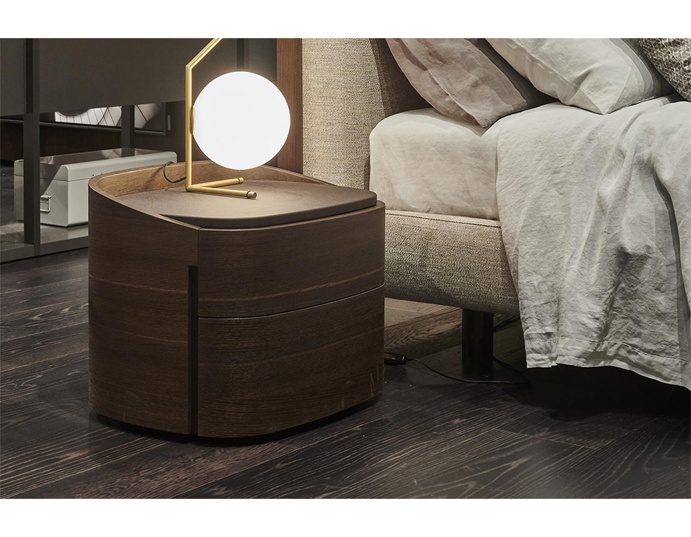 furniture made with combined wood and matte or gloss lacquered countertop in different shades of black coffee