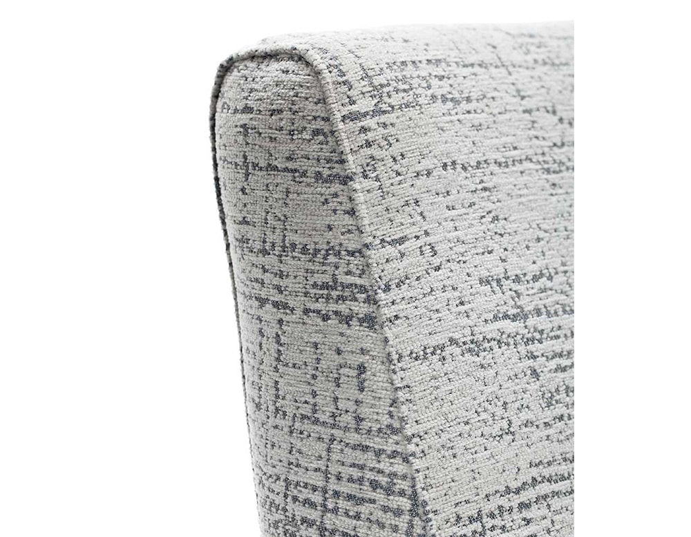 chairs upholstered in gray ela with linear finishes in a white background.