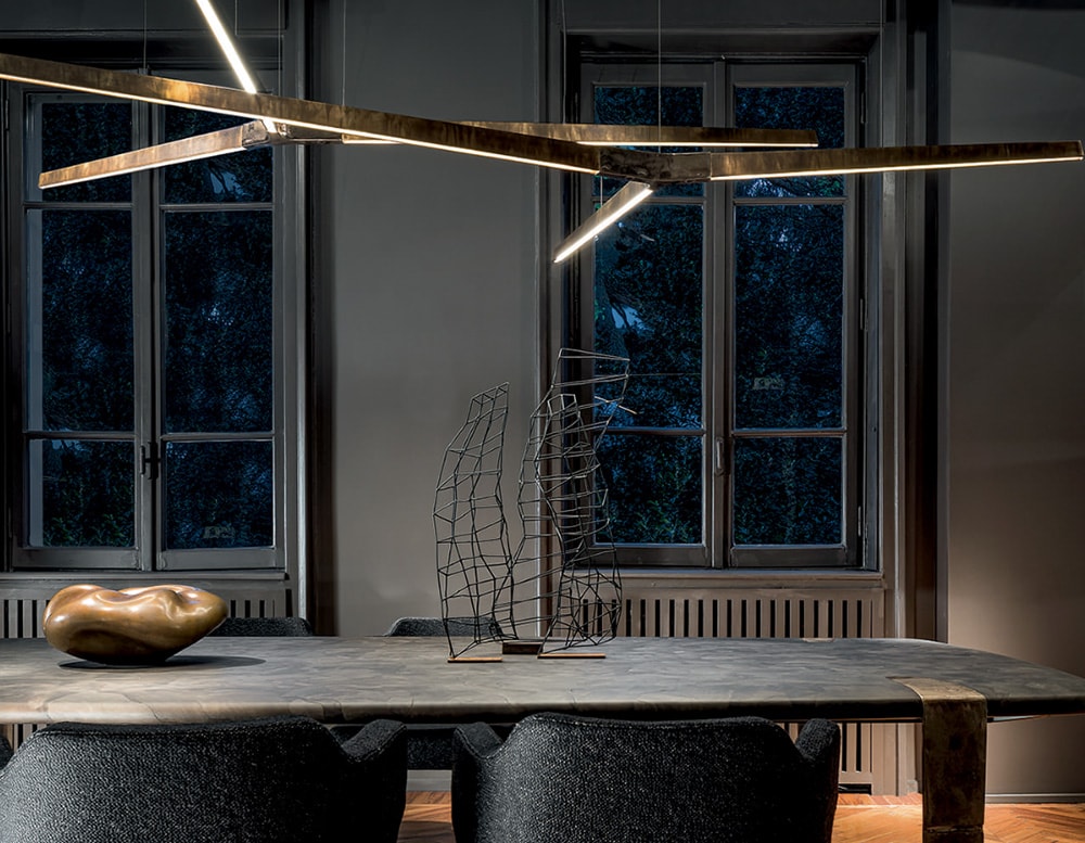 two bronce color ceiling lightings in Burnished Brass with Sand Casting Brass finish