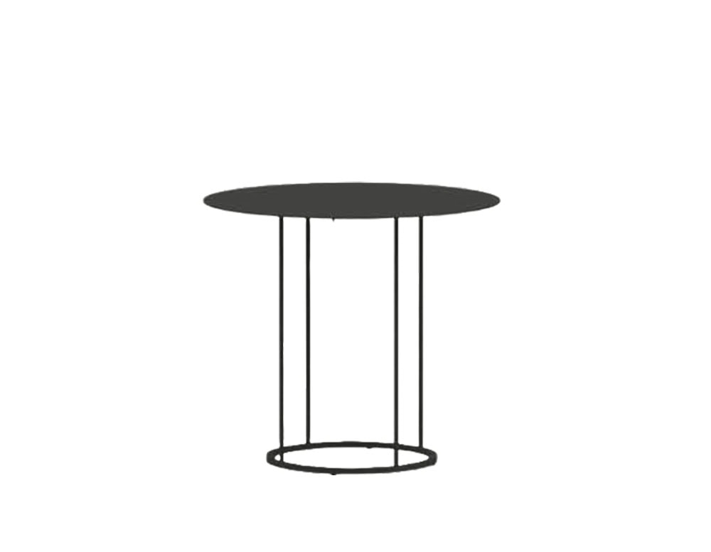 Tall round outdoor table with a slim metal base and minimalist silhouette perfect for patios and terraces.