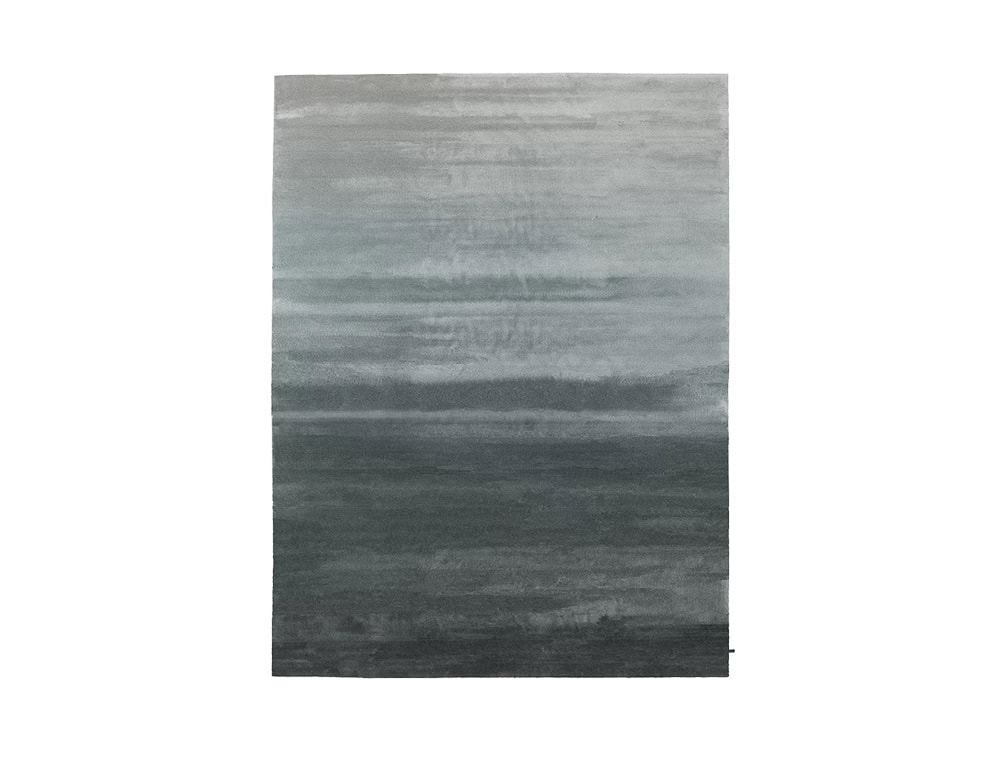 DeViant Rug displays a soothing vertical gradient that transitions from pale mist gray at the top to forest green at the base, evoking a misty landscape fading into deep calm.