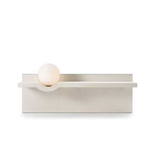 The GR Stresa Console Table combines clean geometry with soft illumination. Its pale wood finish and spherical light create a serene focal point, offering both function and subtle ambient lighting.